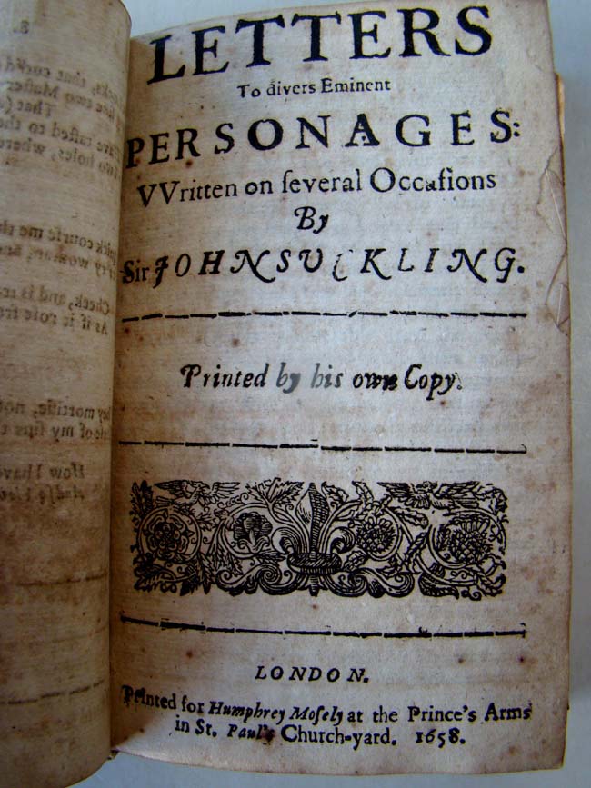 The Works of Sir John Suckling (1609-1642), English poet and inventor of the game of cribbage, printed in London in 1676 — image 5